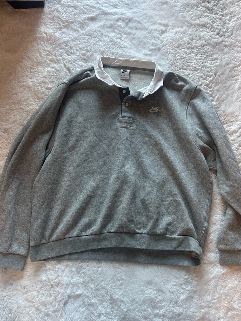 Nike Grey Crewneck Rugby Pullover with White Collar